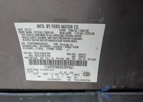 2013 Ford Taurus Sel z USA, uszkodzony, nr VIN 1FAHP2E80DG209461